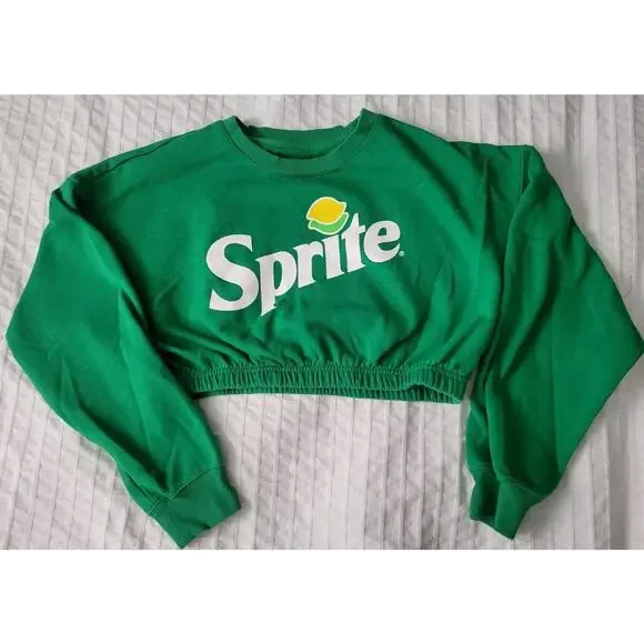 Sprite Lemon Lime Cola Crop Top Sweatshirt Green Crop Medium Halloween Costume - Picture 1 of 8